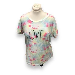 Rae Dunn Women’s Short Sleeve Crewneck “LOVE.” Tee Shirt, Tie Dye, size XL